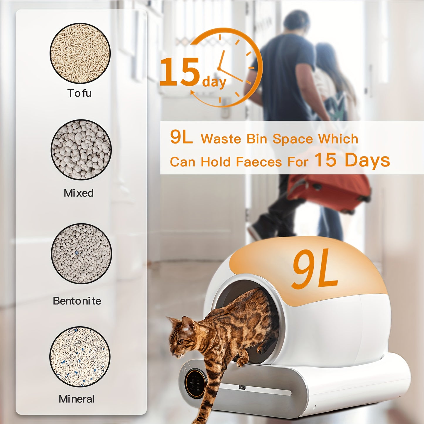 PISHAK™️65L+9L Large Capacity Automatic Cat Litter Box with Litter Mat, Suitable for 1-3 Cats, Cleaning Robot, WHIT APP CONTROL, SAFE AND SMART