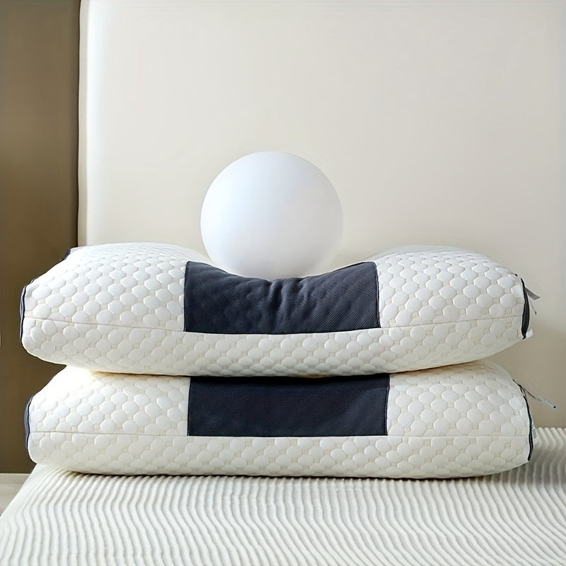 SLEEP WELL™ Knitted Antibacterial Cotton Massage Neck Pillow For Sleeping Soft, Adjustable Ergonomic Orthopedic Contour Support Pillow, High Quality Pillow Core, Removable Cover