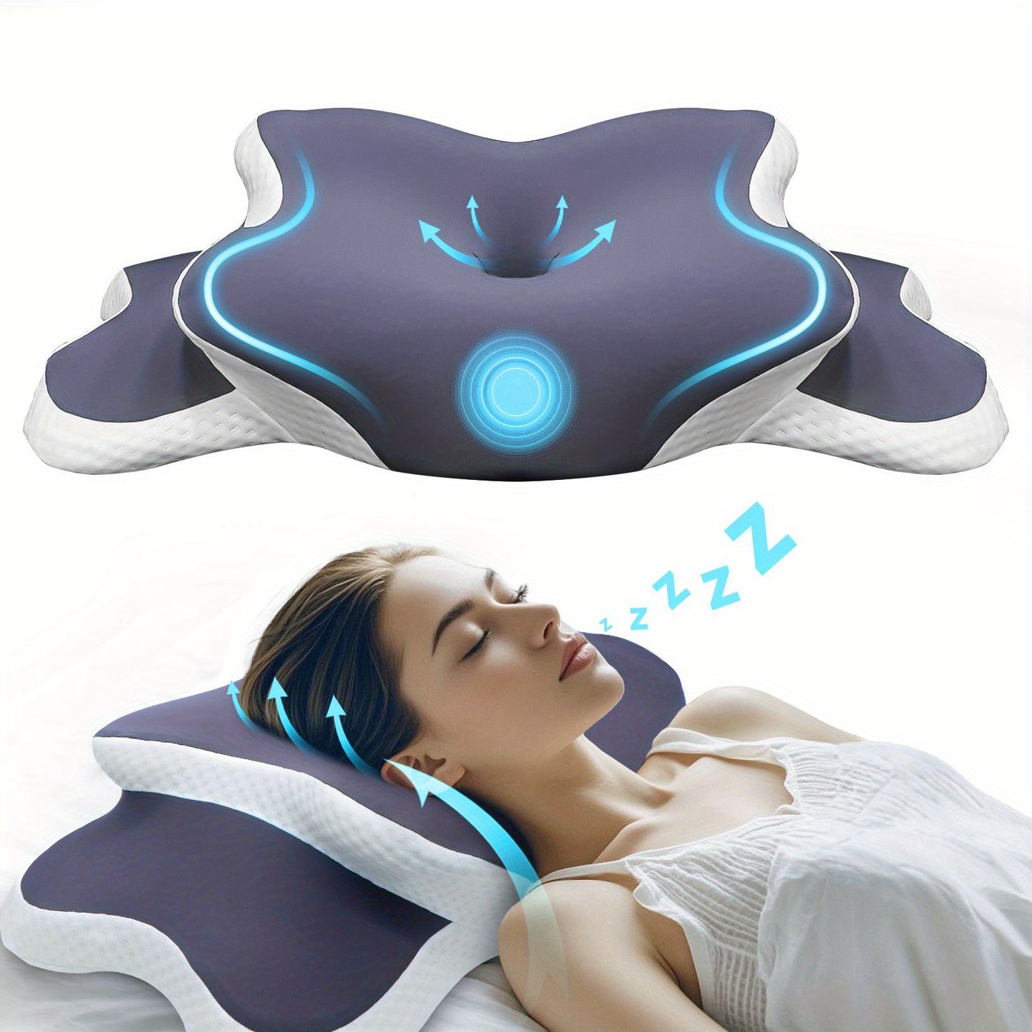 REST EAST ™️Adjustable Ergonomic Neck Pillow - Slow Rebound Memory, Corrective Butterfly Design | Suitable for Side, Back, Stomach Sleeping