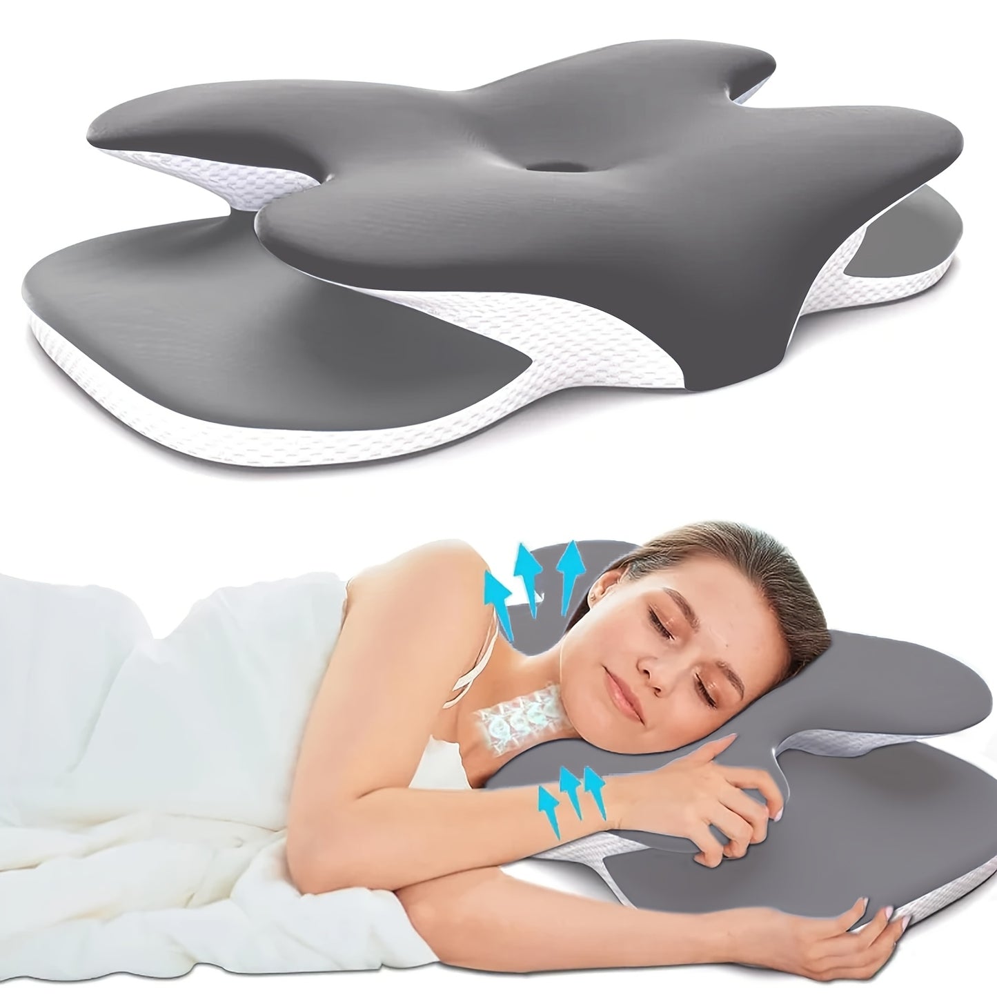 REST EAST ™️Adjustable Ergonomic Neck Pillow - Slow Rebound Memory, Corrective Butterfly Design | Suitable for Side, Back, Stomach Sleeping