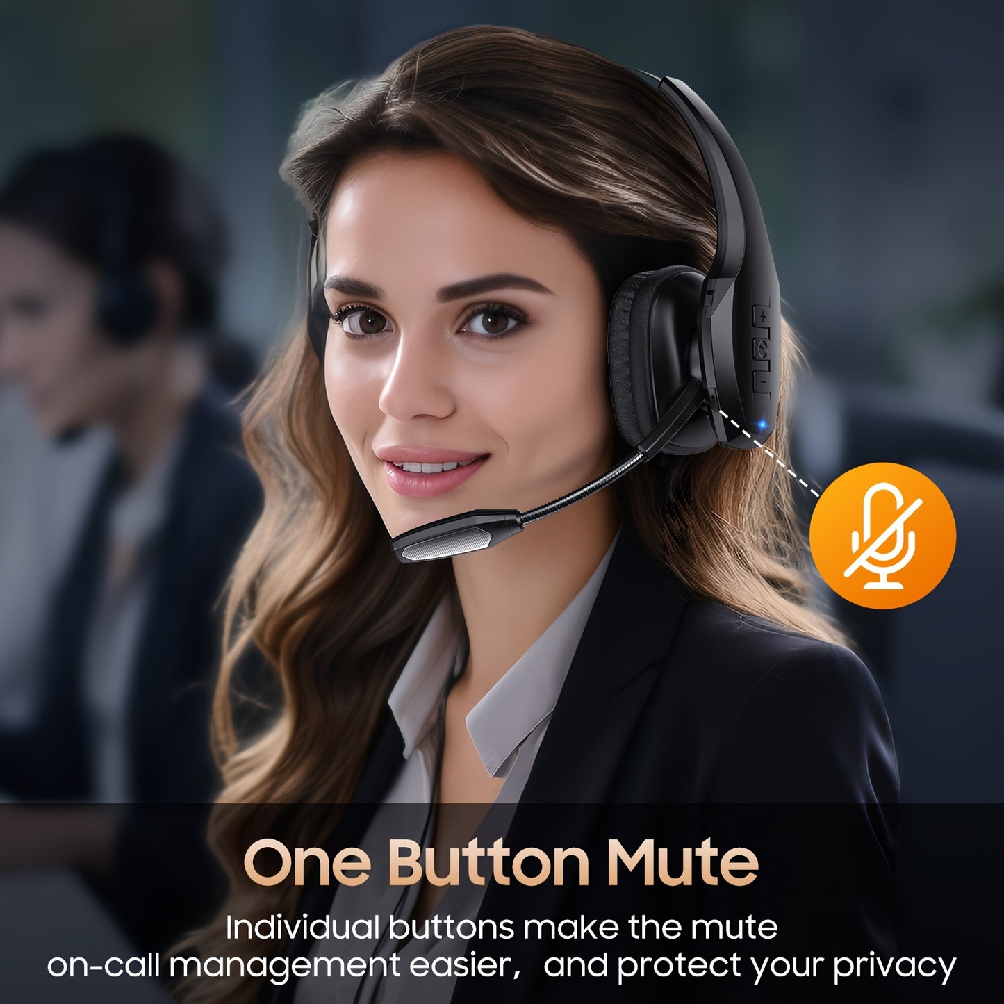 Trucker™ Bluetooth Headset, 55Hrs Working Time 36Hrs Talking Time Wireless Headphone with Dual Noise Cancelling Microphone Headset for PC Cell Phones, Computer, Truck Driver