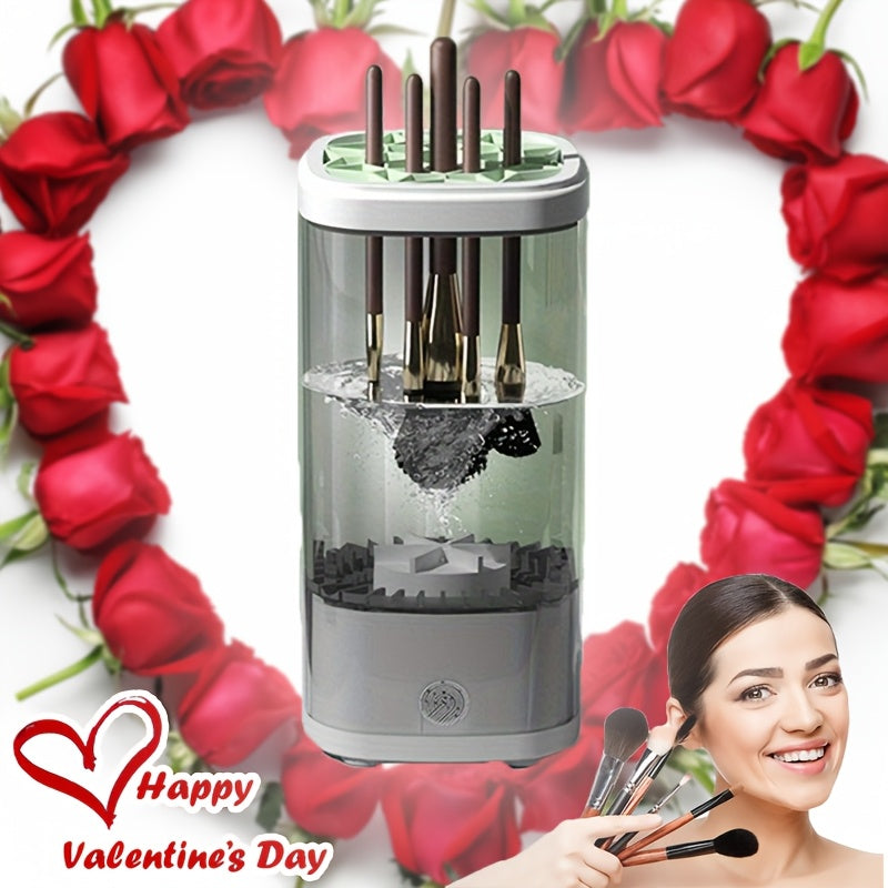 POLISH™️Electric Makeup Brush Cleaner Machine, Portable Automatic Cosmetic Brush Cleaner Tool, with 7000 RPM Motor, Includes Silicone Pad, for 3-4 Brushes,