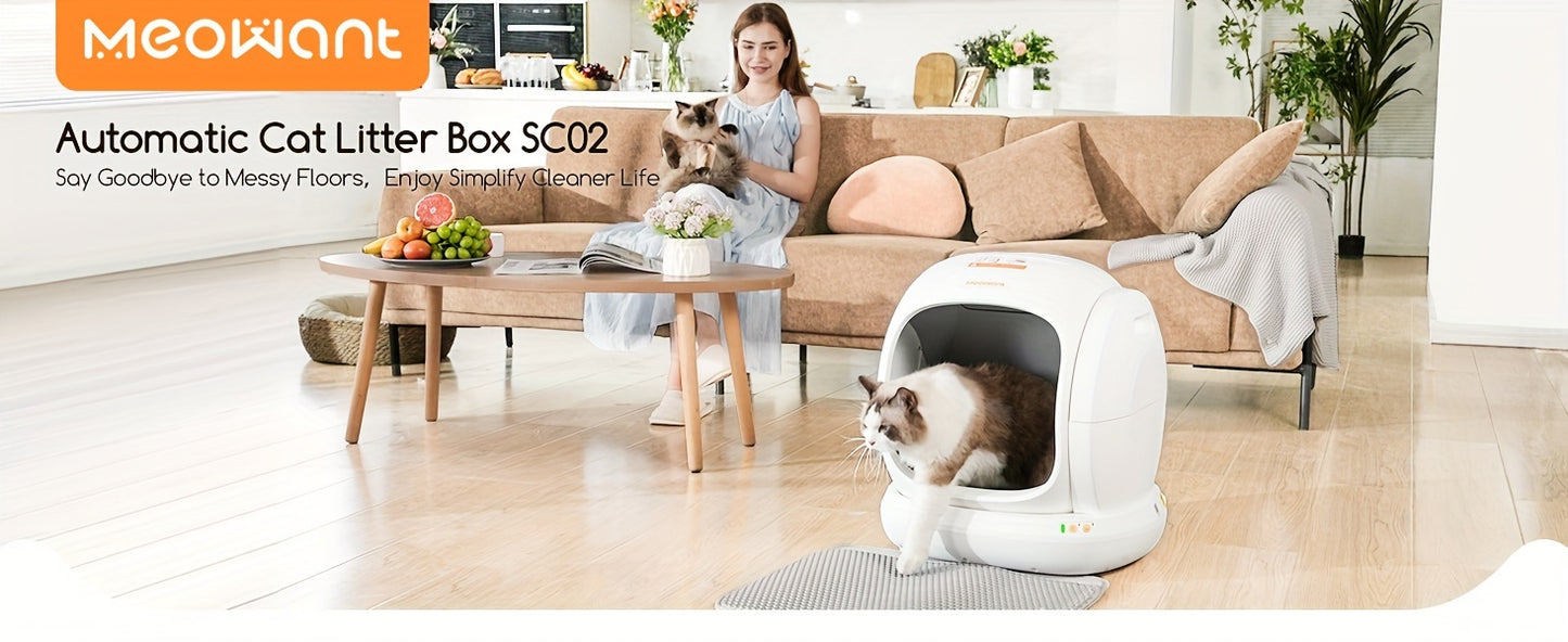 MEOW MEOW  ™ Self Cleaning Litter Box, Automatic Cat Litter Box Self Cleaning For Multiple Cats, Odor Removal Anti Pinch Kitty Litter Box, APP Control Smart Litter Box with Liners Bags