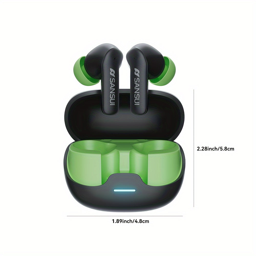 NEW SANSUI W23 True Wireless Noise Cancelling Earbuds, Active Noise Cancellation, 10mm Drivers with Big Bass, Wireless V5.4, 27H Long Playtime, With Built-in ENC Microphone