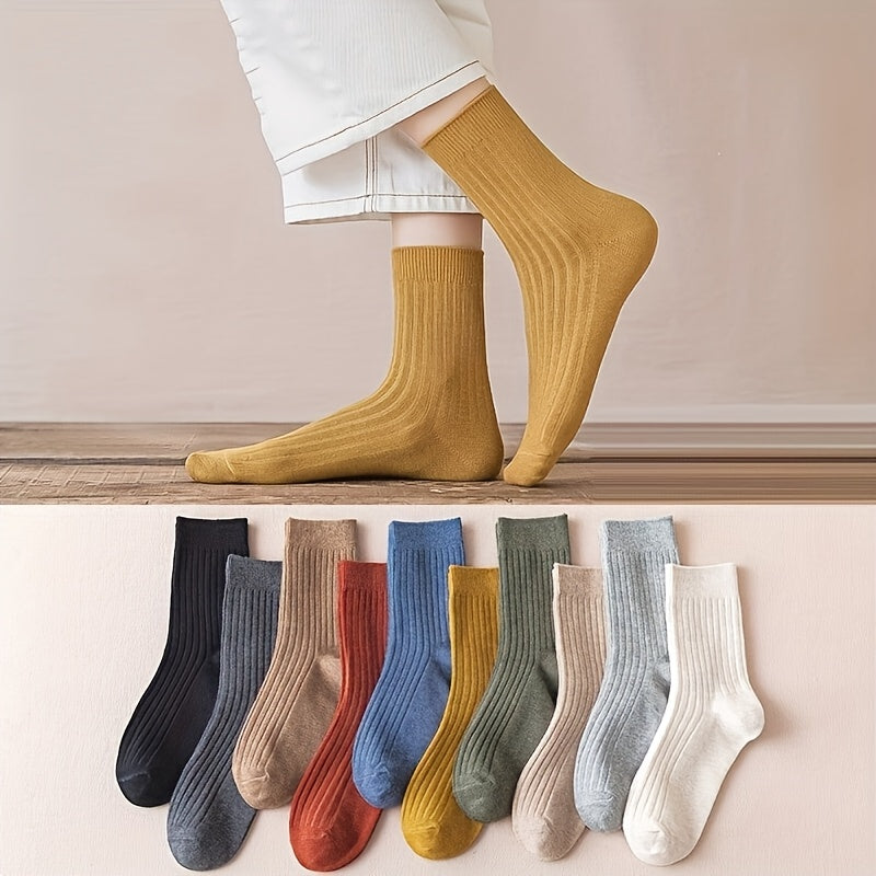 SOCKSI™10 Pairs of Men's /WOMENS Trendy Breathable Crew Socks, Comfy Casual Soft Thermal Socks, Winter & Autumn