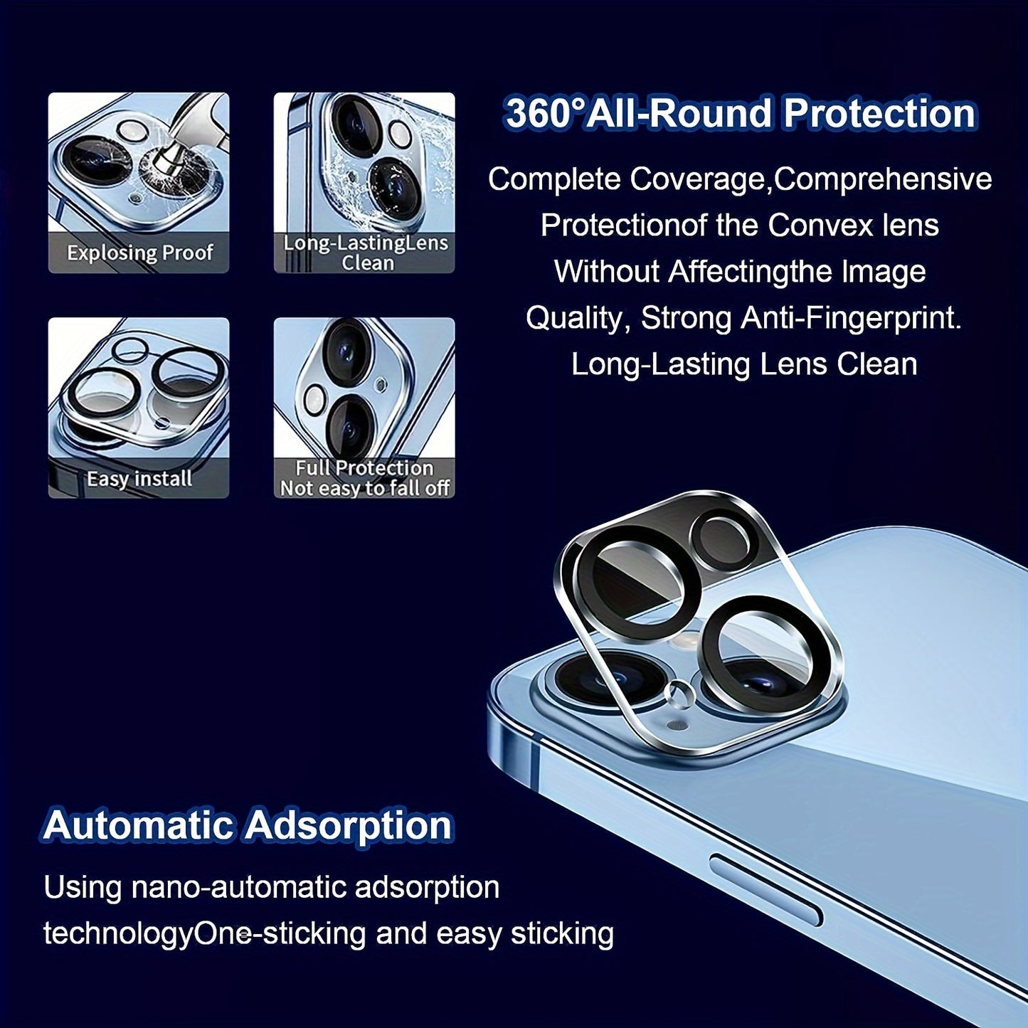 EDGE ™️3pcs Tempered Glass Screen Protectors with 3pcs Free Camera Lens Protectors for iPhone 11/12/13/14/15 Pro Max Series, Ultra-High Definition, 9H Hardness, YISHIMILE