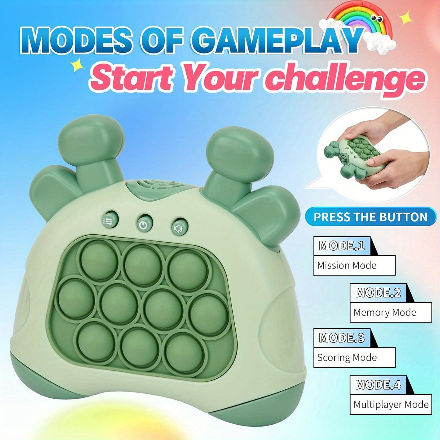 TWIST ™ 2pcs Light Up Pop Fidget Game - Sensory Toy for Kids & Adults - Push Bubble Pattern Popping Game - Fast Push Game - Stress Relief Gift