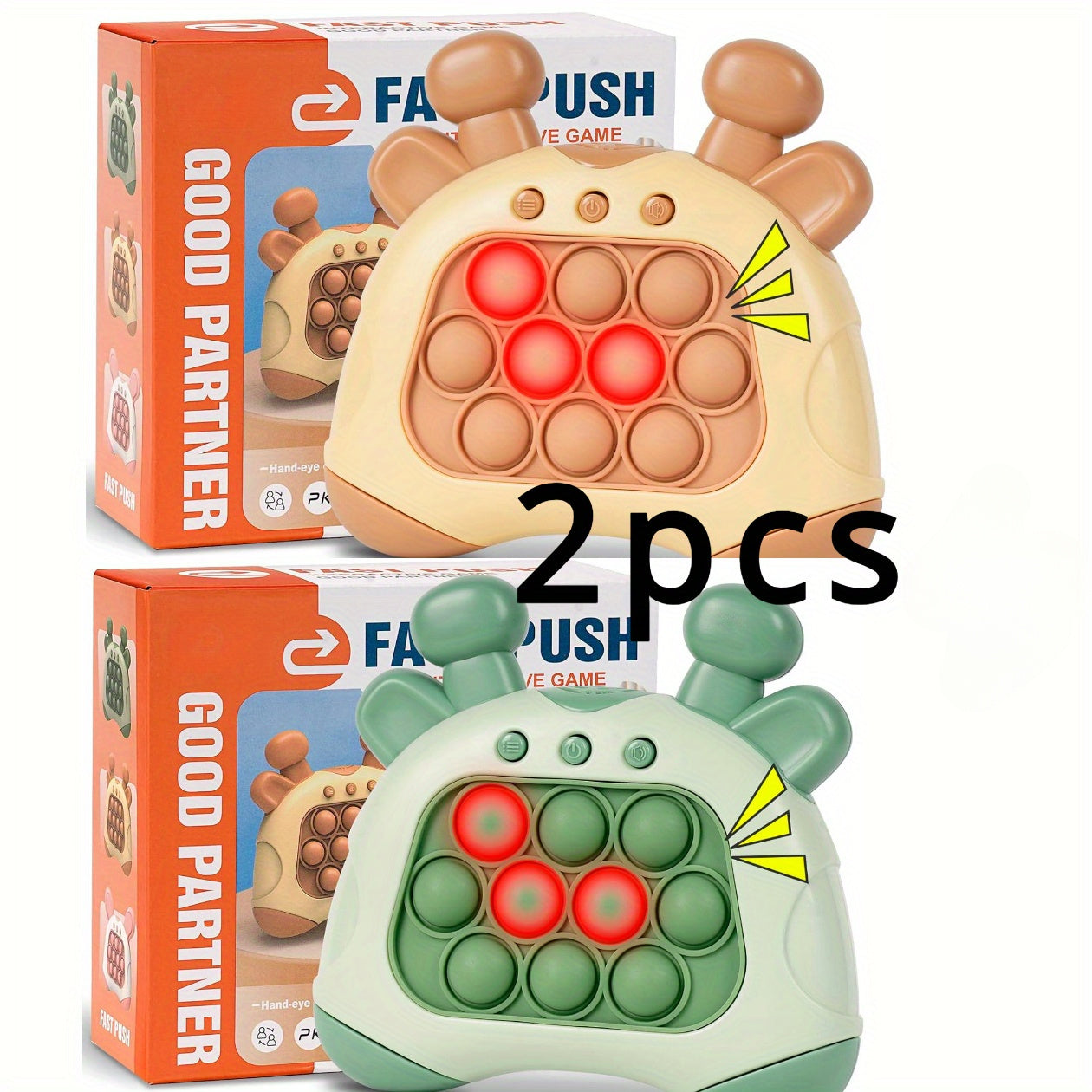 TWIST ™ 2pcs Light Up Pop Fidget Game - Sensory Toy for Kids & Adults - Push Bubble Pattern Popping Game - Fast Push Game - Stress Relief Gift