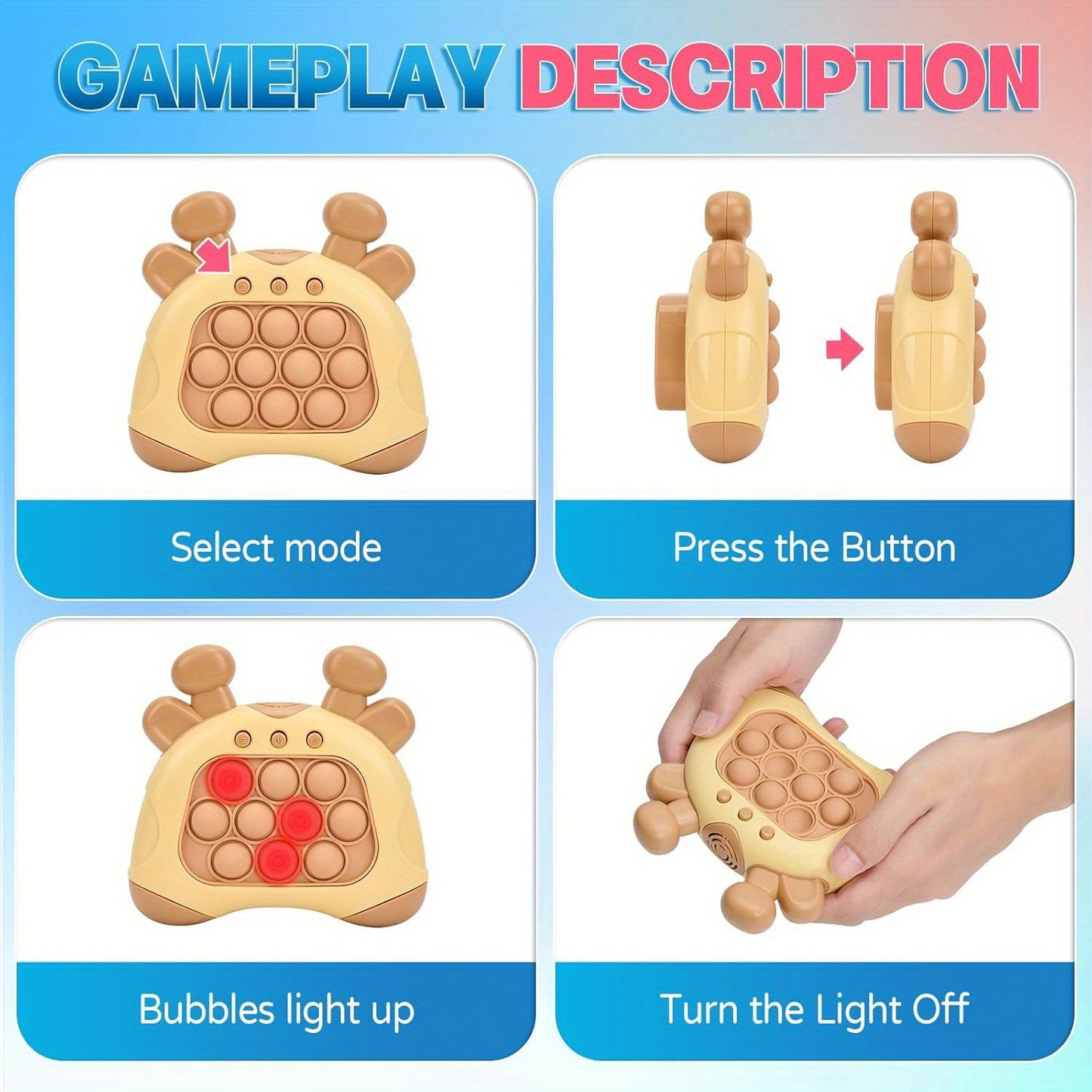 TWIST ™ 2pcs Light Up Pop Fidget Game - Sensory Toy for Kids & Adults - Push Bubble Pattern Popping Game - Fast Push Game - Stress Relief Gift