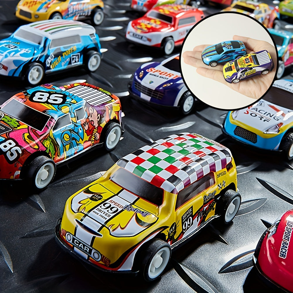 Pull-Back Racing Car Playset, Educational Inertia Vehicles with Track Map, Manual Push Play Cars, Includes Storage Box & Accessories, for Kids, Educational Toy for Boys & Girls Ages 3-6 Years