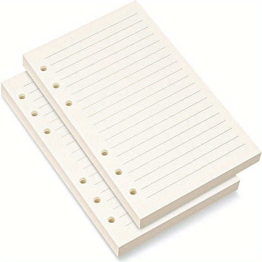 6-hole punched A5 horizontal line, A5 blank paper, loose-leaf calendar notepad, 45 sheets/1 book 5.6x8.3 inches, ivory white