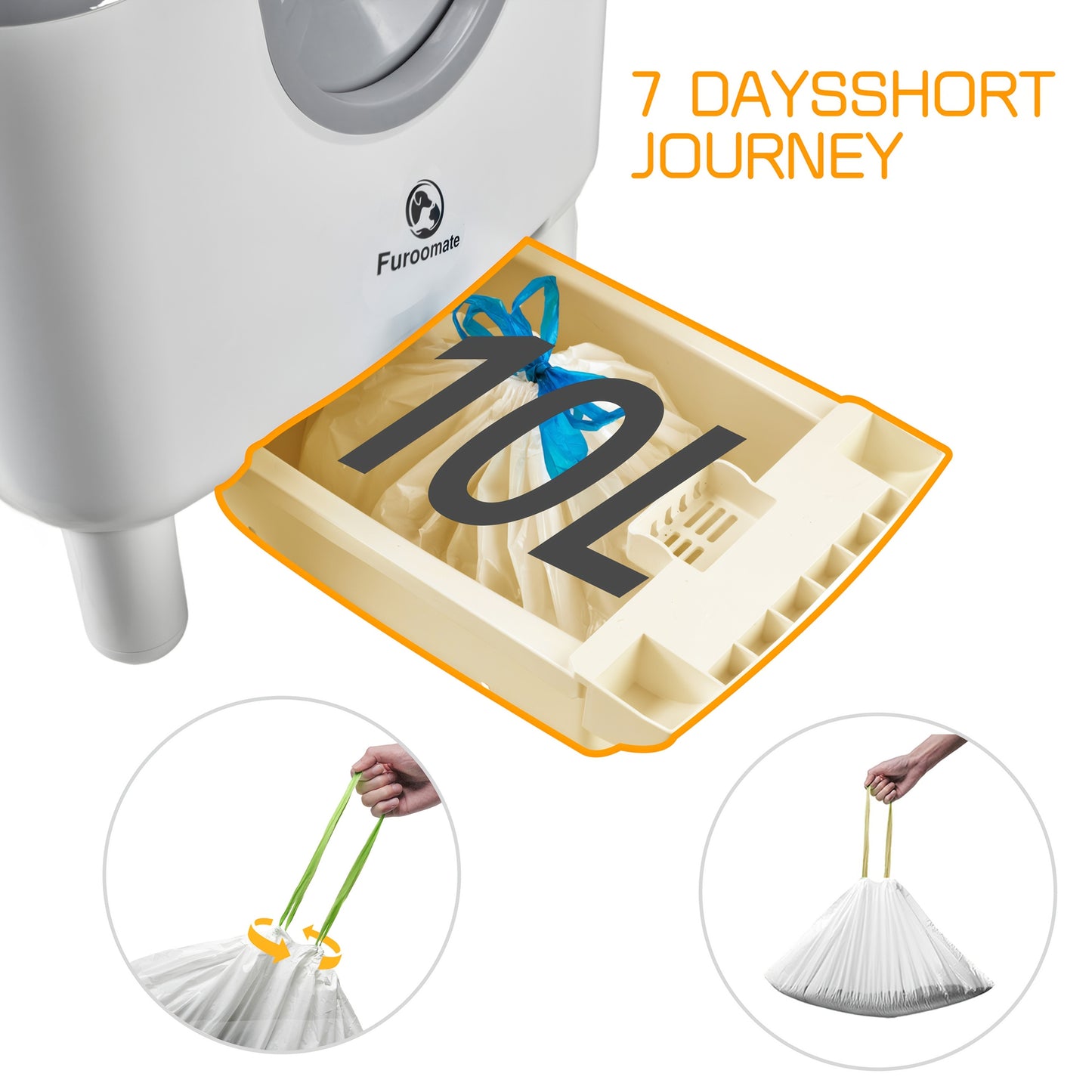 FUROOMATE™️ Open-Top Self-Cleaning Cat Litter Box, Automatic Design with Built-in Scale, Easy Maintenance & Odor Control, Indoor Use, Supports Up to 180 lbs, White, Automatic Cat Litter Box