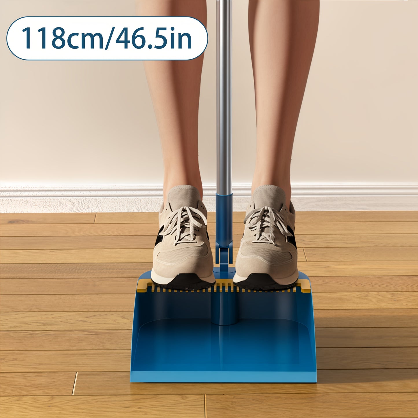 JAROW™ 1set Thickened Rotatable Foldable Soft Hair Broom Dustpan Set - Strong & Durable Stainless-Steel Rod, Easy Cleaning Supplies for Indoor, Home, Office, And Outdoor Use