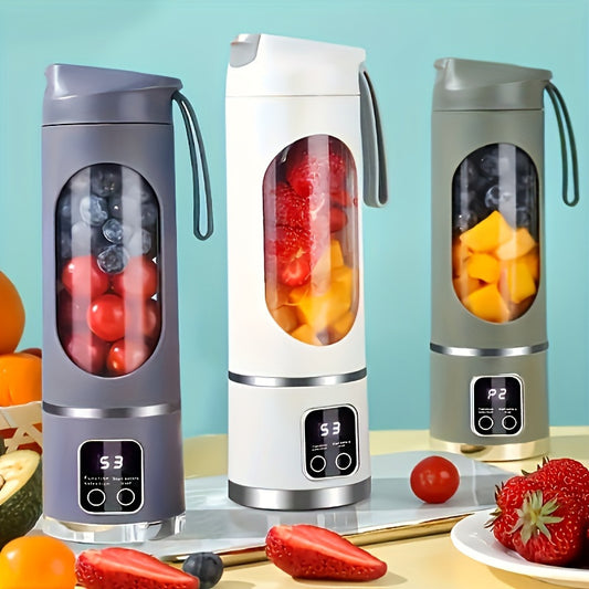 FRESH™️10.14oz to 16.91oz Compact USB-Rechargeable Portable Blender & Juicer with Stainless Steel Blade - Easy Clean, Digital Display,