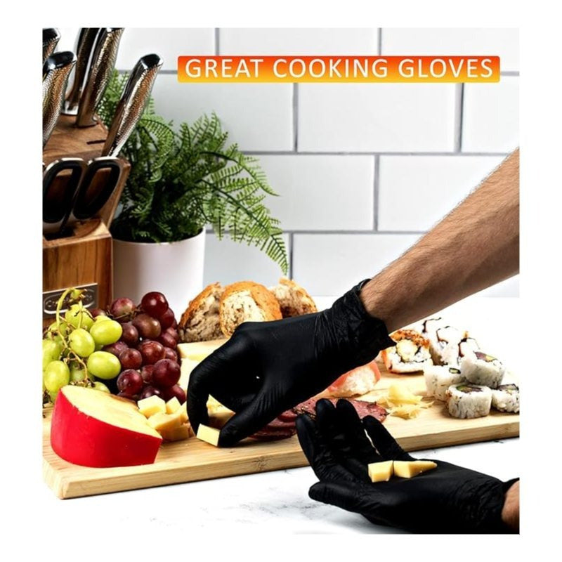 100 Packs Black Vinyl™ Gloves - Durable Cleaning Disposable Gloves - Non-Sterile, Latex Fee, Powder Free - 100 Exam Gloves/Box