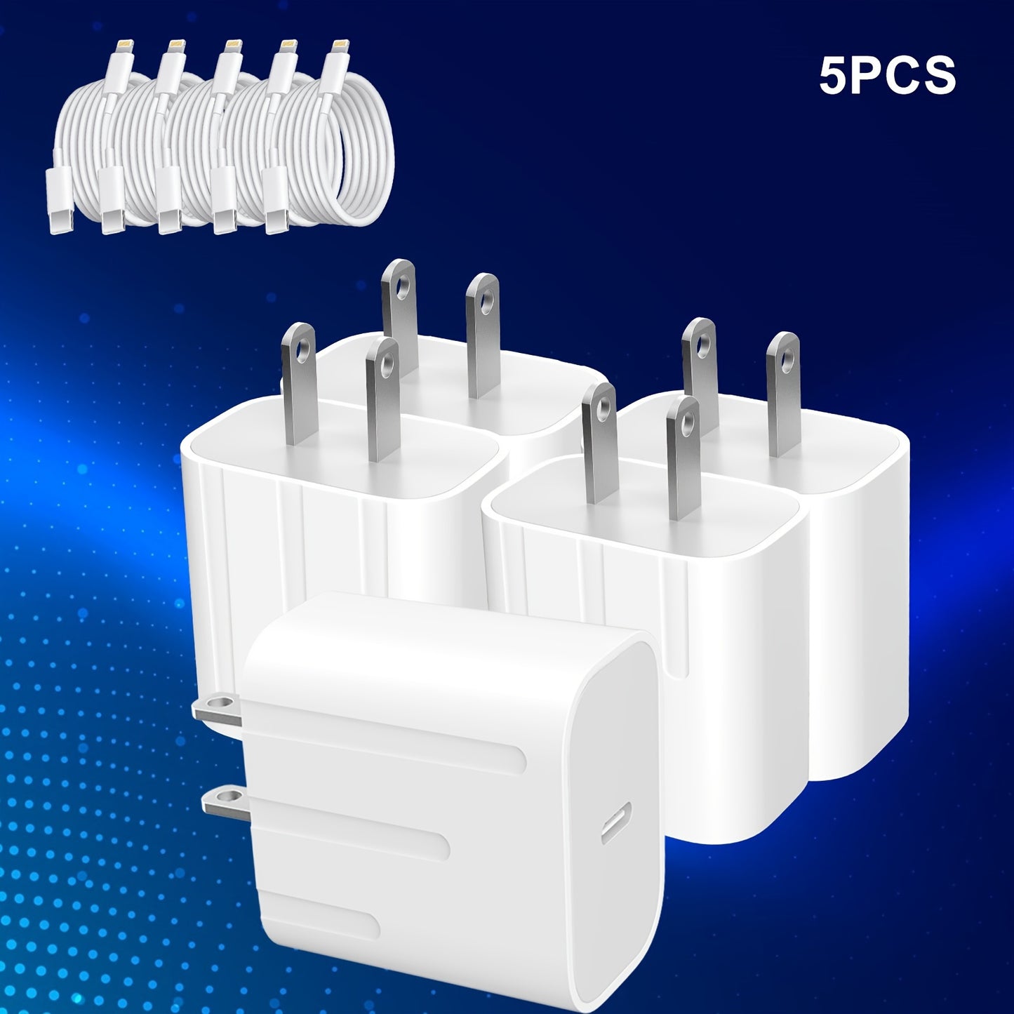 5 PCS iPhone Charger +CABLE MFi Certified Super-Fast Charging iPad Charger USB C Wall Charger Fast Charging 4FT Cable 5-PCS