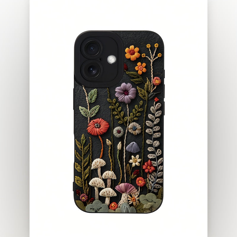 PHONE CASE VINTAGE™ Embroidered Flower Eye Mobile Phone Case Compatible with Apple 16promax
