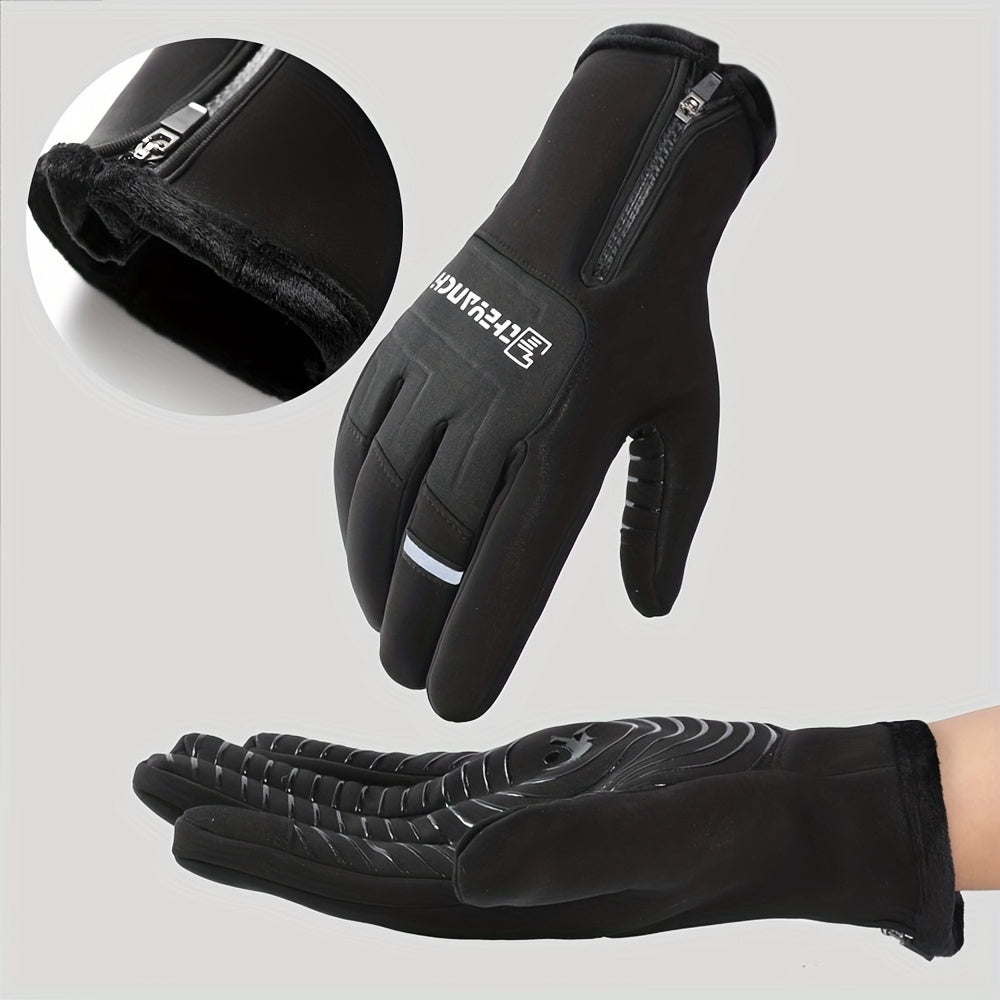 FUJI ™ Men's Fleece Lined Warm Thermal Non-Slip Water-Resistant Touch Screen Gloves for, working outdoor, Running, Cycling, Skiing, Winter gloves