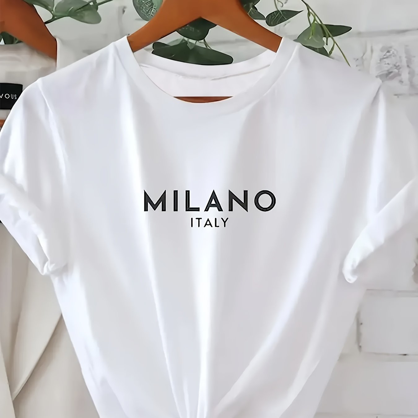 MILANO™️ Letter Print Crew Neck T-Shirt, Casual Short Sleeve T-Shirt For Spring & Summer, Women's Clothing
