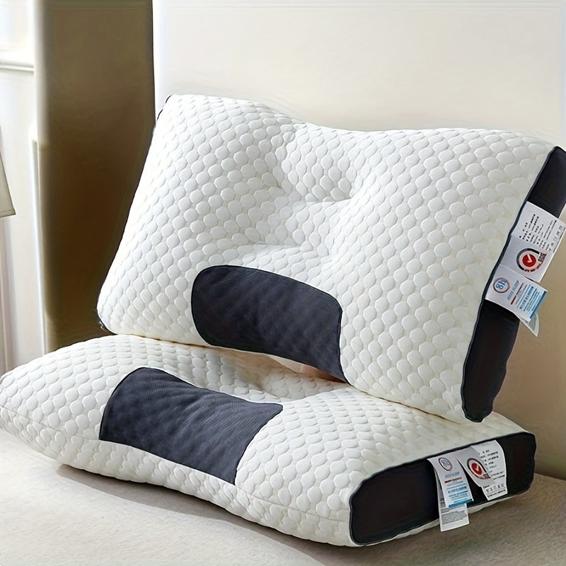 SLEEP WELL™ Knitted Antibacterial Cotton Massage Neck Pillow For Sleeping Soft, Adjustable Ergonomic Orthopedic Contour Support Pillow, High Quality Pillow Core, Removable Cover