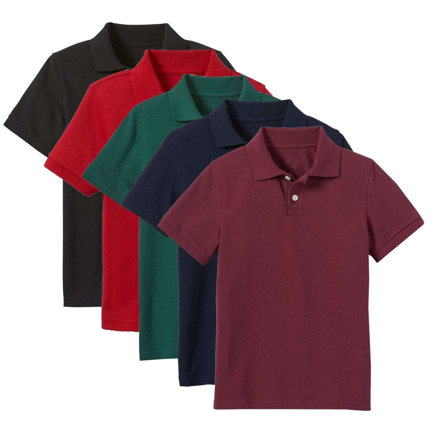 CLASSFIT ™️5-Pack Classic Boy's School Uniform Short Sleeve Polo Shirt