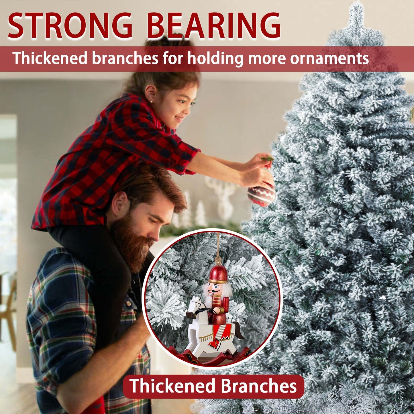 Artificial Christmas Tree with 400/1000/1200 Branch Tips, Foldable Base for Easy Assembly, Perfect for Home, Office, and Party Decorations,4.5/6/7 ft