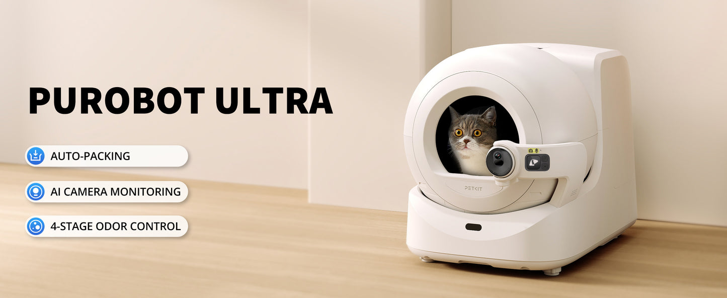 PETKIT™️😺 Purobot Ultra Self-Packing & AI-Powered Camera Automatic Cat Litter Box, 5G Wi-Fi Self Cleaning Cat Litter Box, True Hands-Free Auto Scooping Cat Litter Box