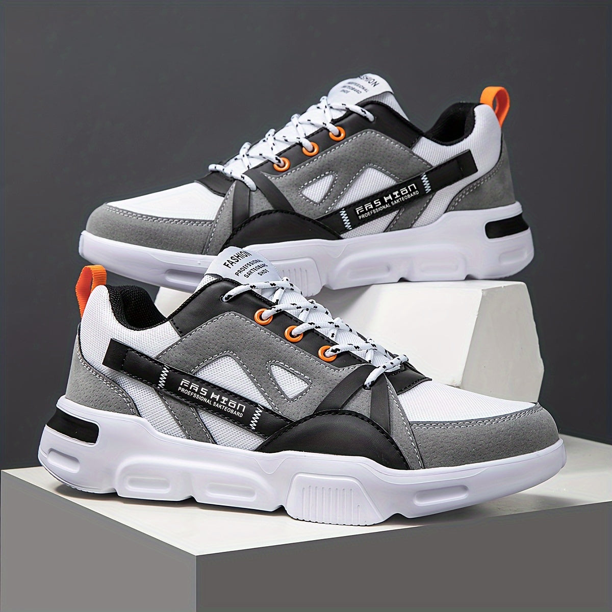 Men's Sneakers: High-Tops with Letter Print and Color Block Design, Suitable for Casual Wear, Running, and Outdoor Activities, Anti slip