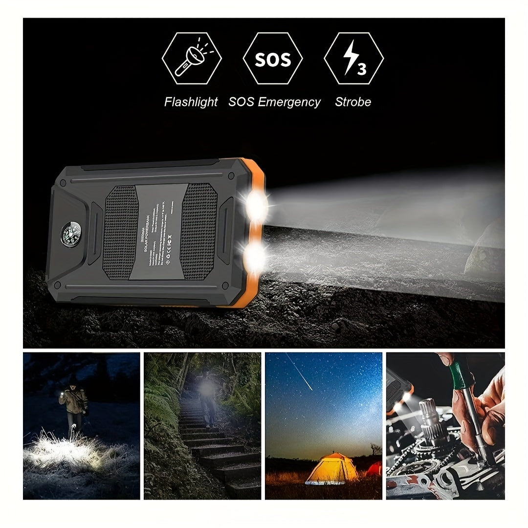 PORTABLE™ 10000 MAh Solar Mobile Power With Flashlight/ USB