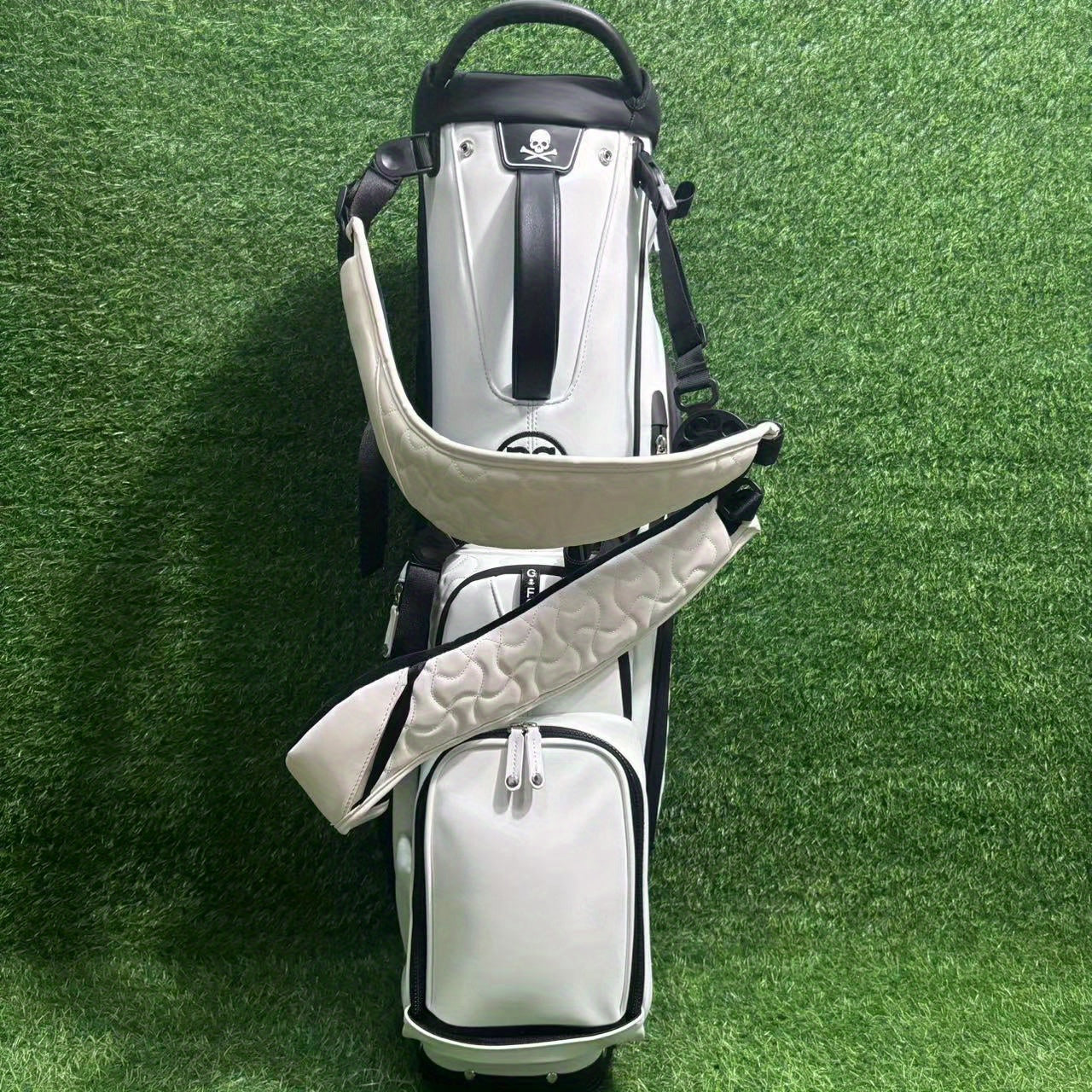 GREENGOLF™ VESSEL™ Golf Stand Bag, Unisex Standard Club, Waterproof Lightweight Faux Leather, Black, Double-Shoulder Golf Bag