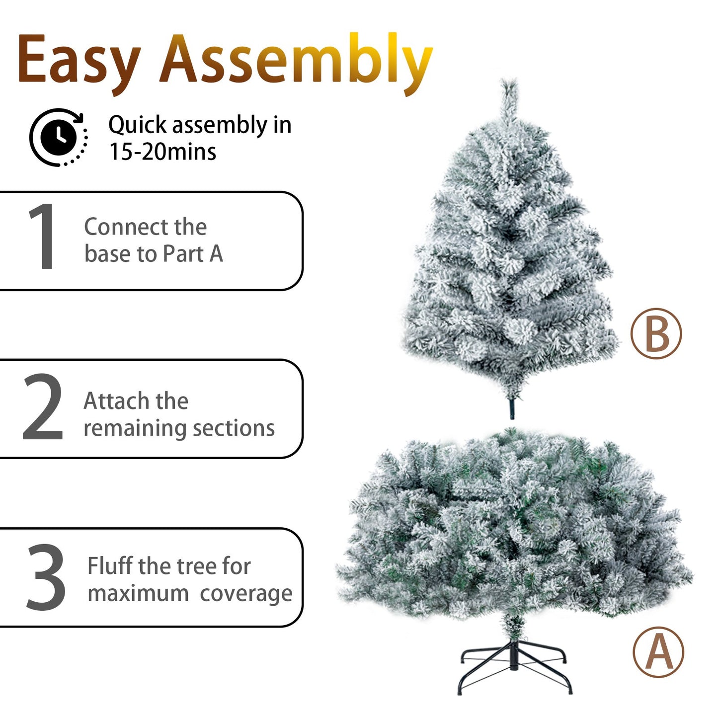 Artificial Christmas Tree with 400/1000/1200 Branch Tips, Foldable Base for Easy Assembly, Perfect for Home, Office, and Party Decorations,4.5/6/7 ft