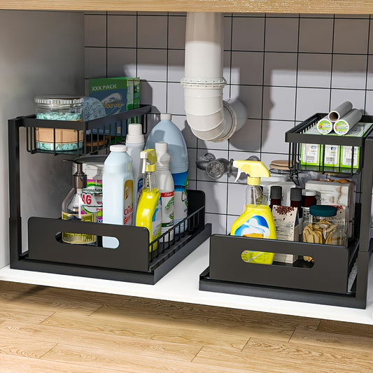 THE RACK PACK™ |2pcs/set Kitchen Storage Rack for Sink Sorting and Storage, For Kitchen Bathroom Refrigerator Cabinet Organization Rack, Simple and Practical Kitchen Storage Essentials
