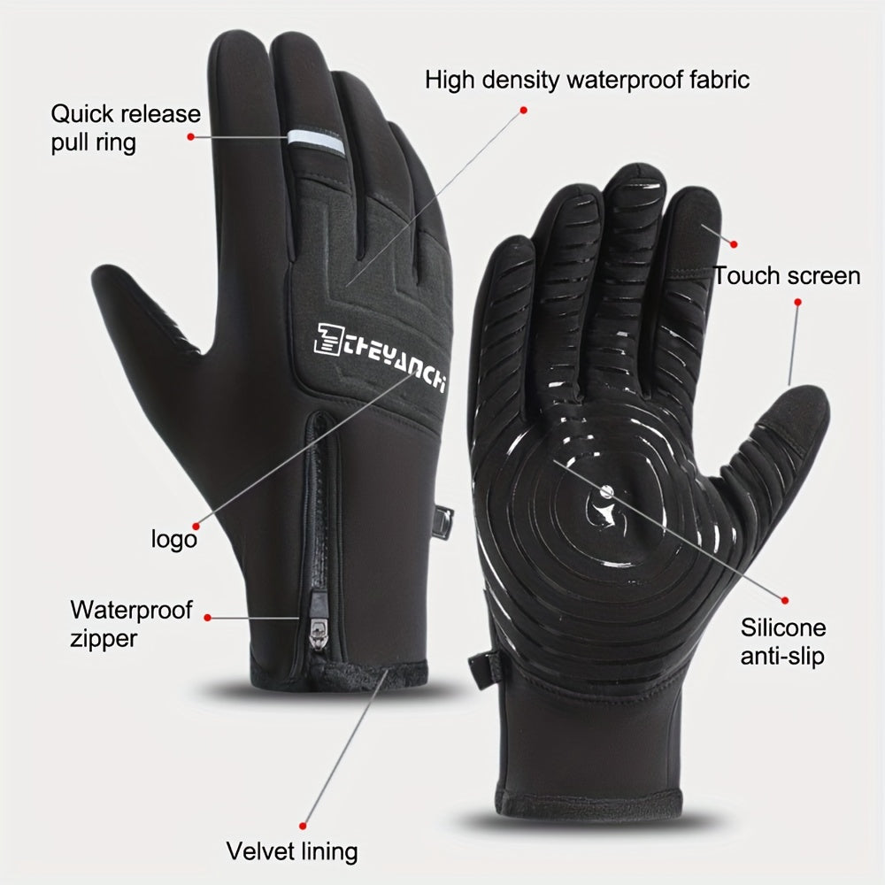 FUJI ™ Men's Fleece Lined Warm Thermal Non-Slip Water-Resistant Touch Screen Gloves for, working outdoor, Running, Cycling, Skiing, Winter gloves