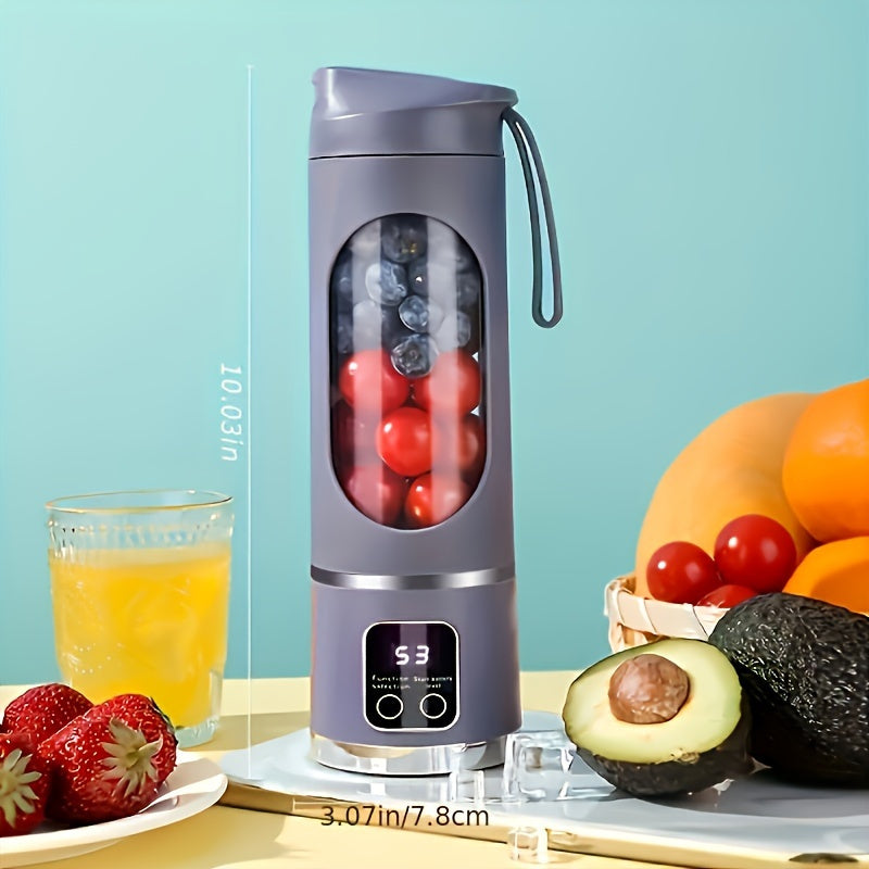 FRESH™️10.14oz to 16.91oz Compact USB-Rechargeable Portable Blender & Juicer with Stainless Steel Blade - Easy Clean, Digital Display,