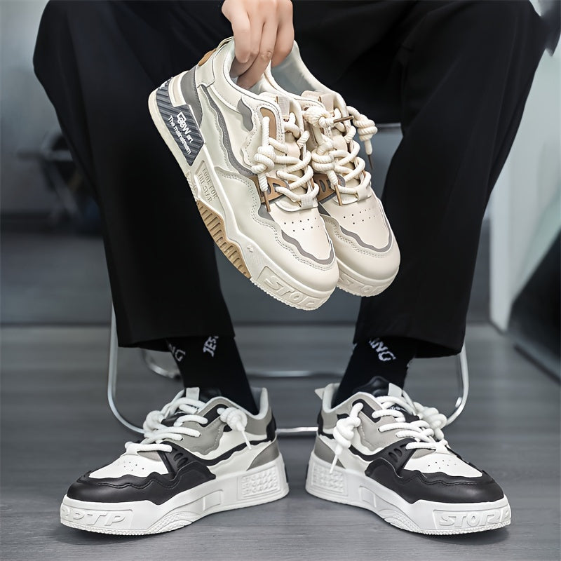 FIT ME ™ Men's Trendy Color Block Lace Up Platform Shoes For Outdoor Casual Activities Durable Hiking Camping Comfy All Seasons