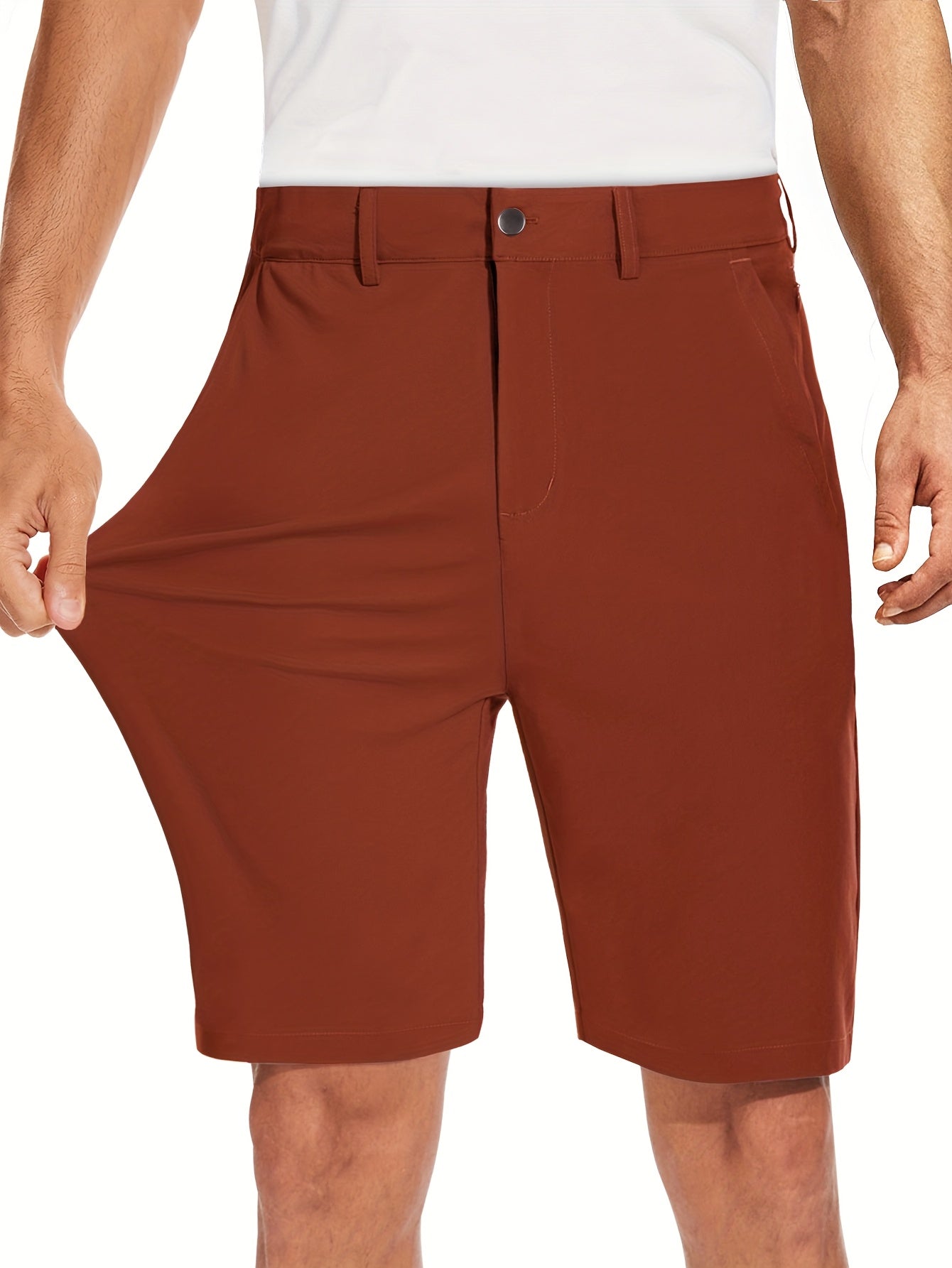 ENFOFSUMMER™️Quick-drying 9-inch Men's Golf Shorts - Casual Sports Shorts with Light Elasticity, 4 Pockets, Hidden Zipper - Waterproof for Outdoor Hiking and Mountain Climbing