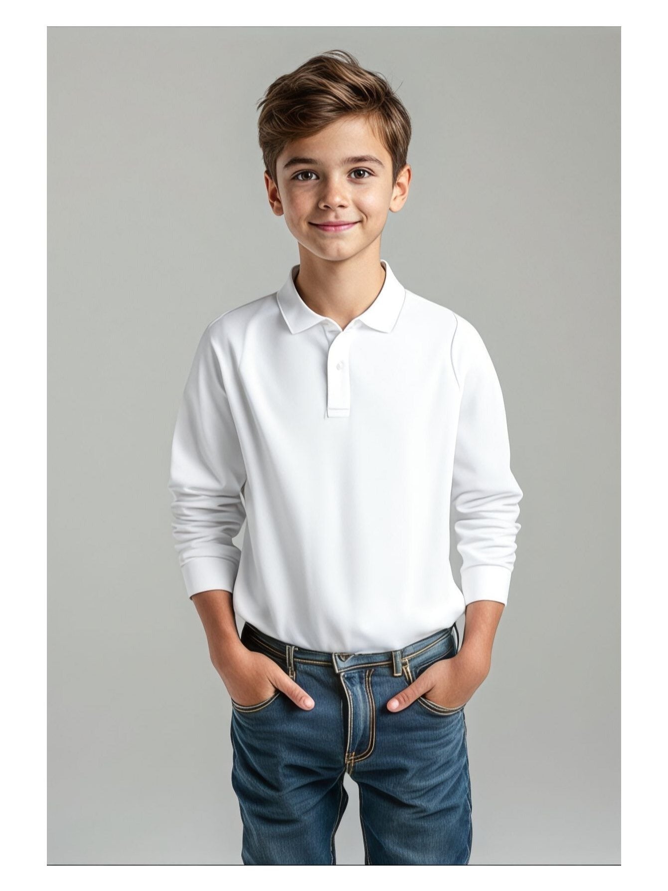 STORY ™️5 Pack Boys /Girls School Uniform LONG SLEEVE Polo shirts,