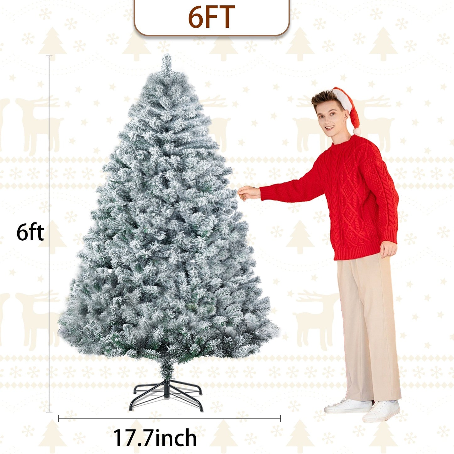 Artificial Christmas Tree with 400/1000/1200 Branch Tips, Foldable Base for Easy Assembly, Perfect for Home, Office, and Party Decorations,4.5/6/7 ft