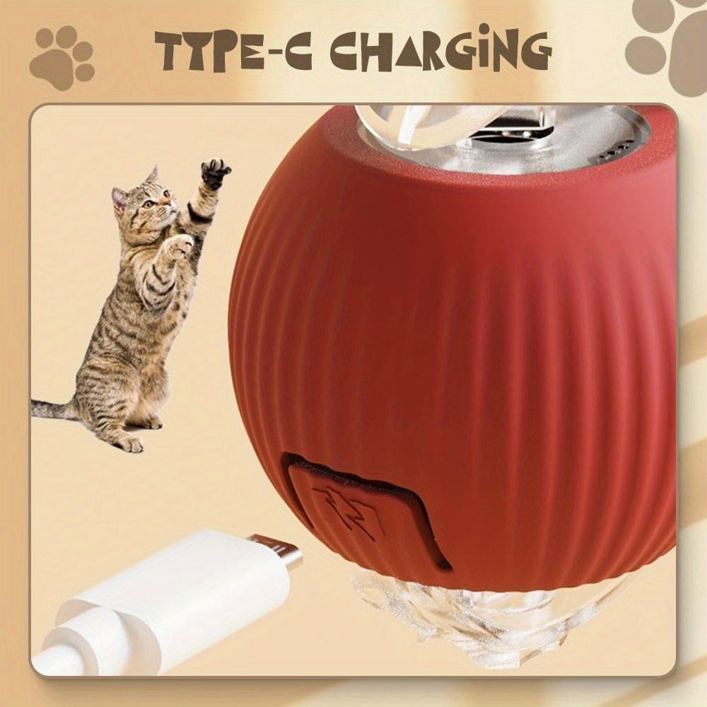 FUN™️CAT TOYS 3pcs Set Fully Automatic 360° Rolling Pet Balls - Grinding & Relief Function, 3 Modes with USB Charging LED Light,