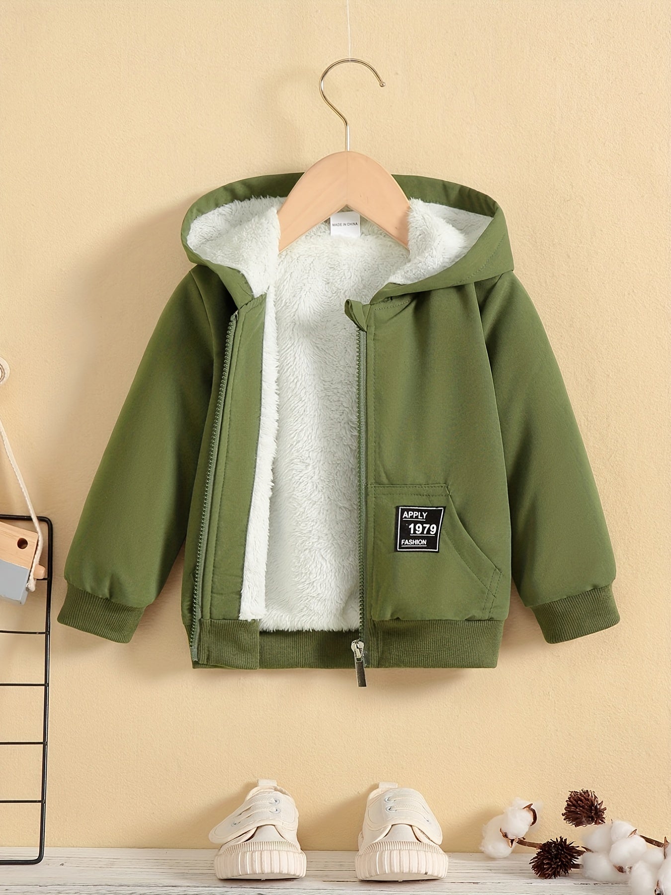 Kido Kids Fleece Lined Warm Hooded Zipper Coat, Toddler Baby's Casual Hoodie Jacket