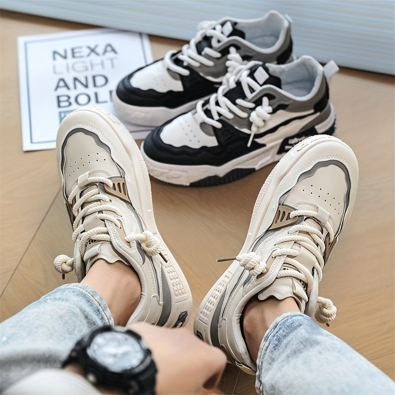 FIT ME ™ Men's Trendy Color Block Lace Up Platform Shoes For Outdoor Casual Activities Durable Hiking Camping Comfy All Seasons