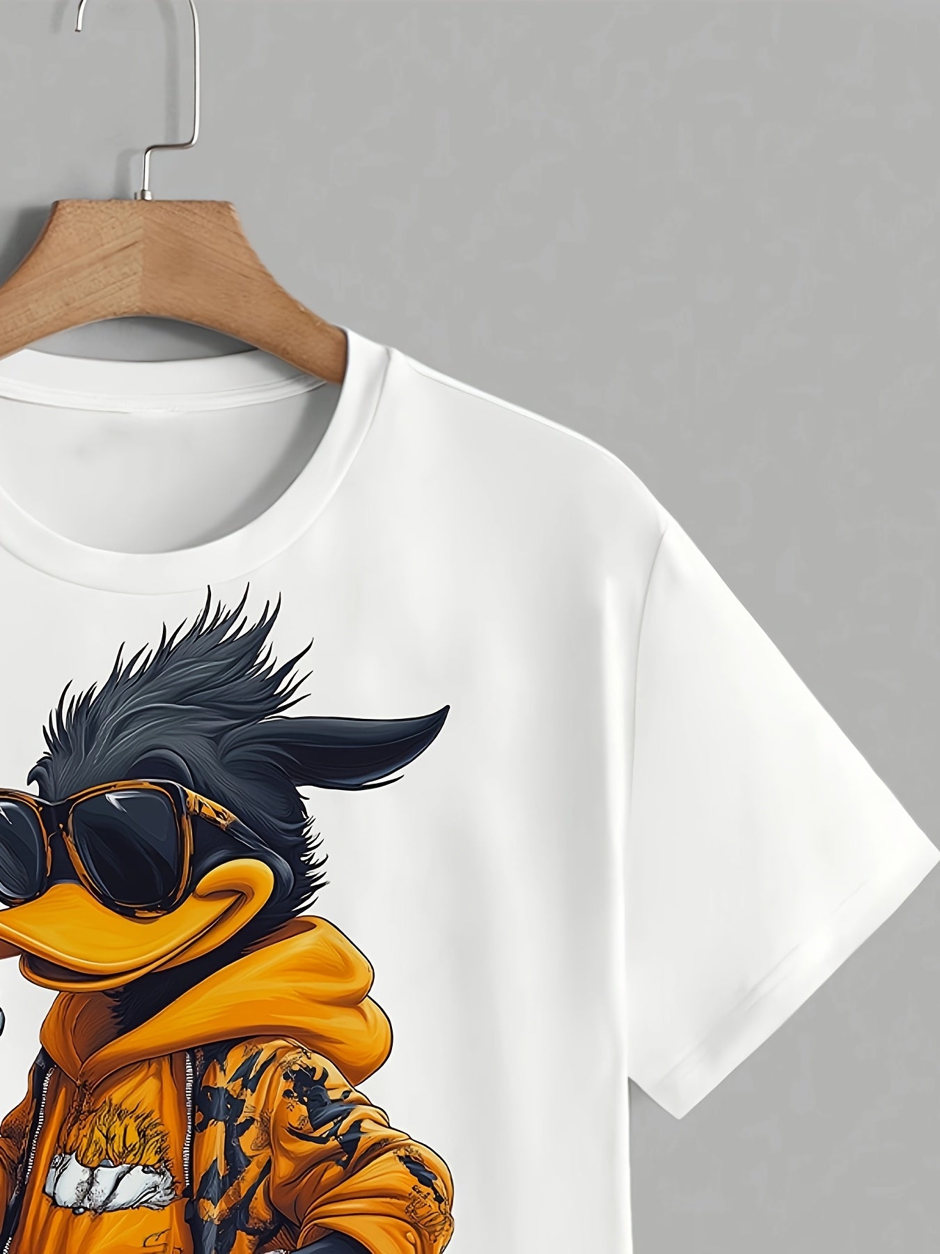 MYTEE™1pc Polyester Summer Knit Tee Men's Cool Duck Print T-Shirt, Casual Crew Neck Short Sleeve, Regular Fit with Slight Stretch Outdoor Wear
