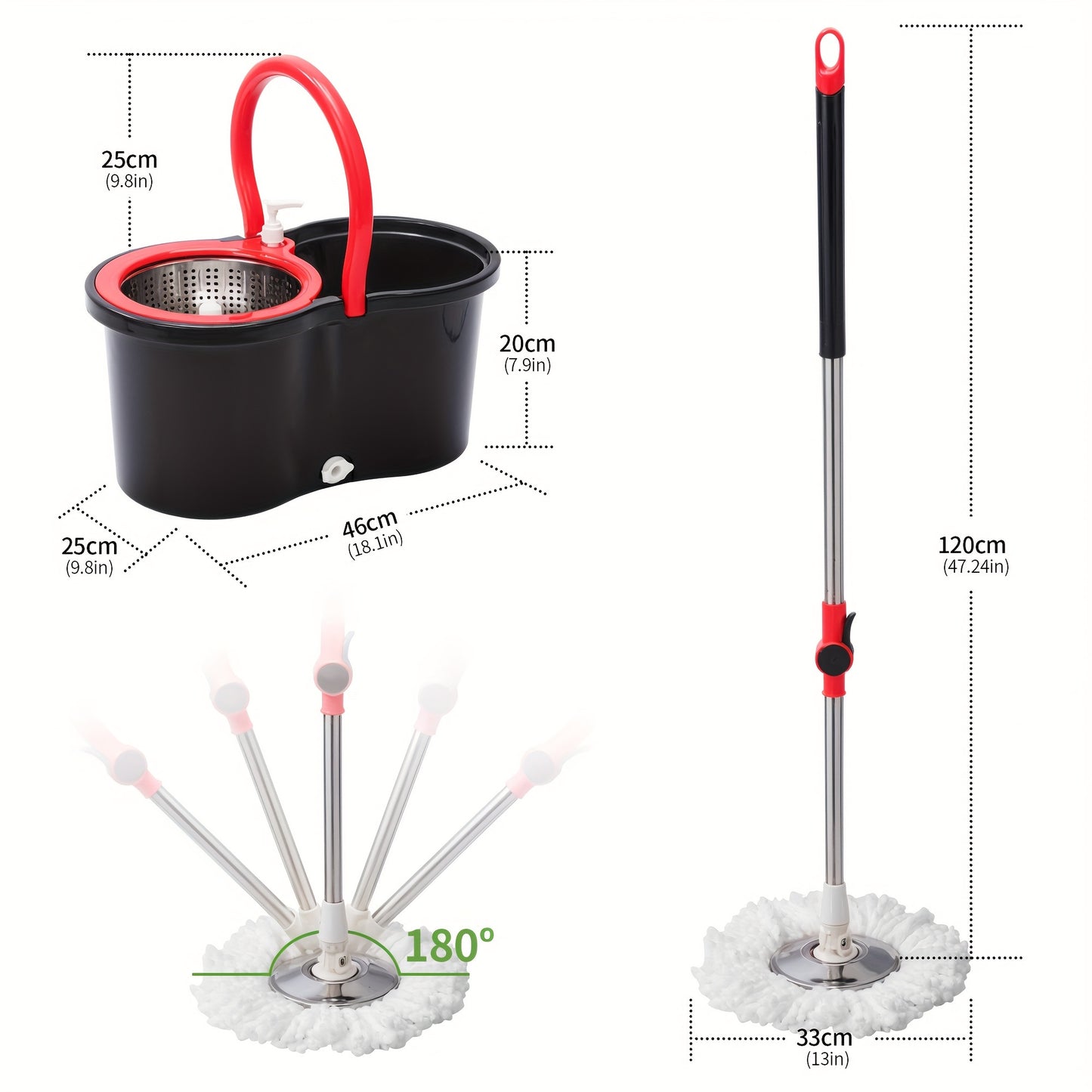 MOPS ™ and Bucket Set, 360°Bathroom Mop Bucket, School Bathroom,