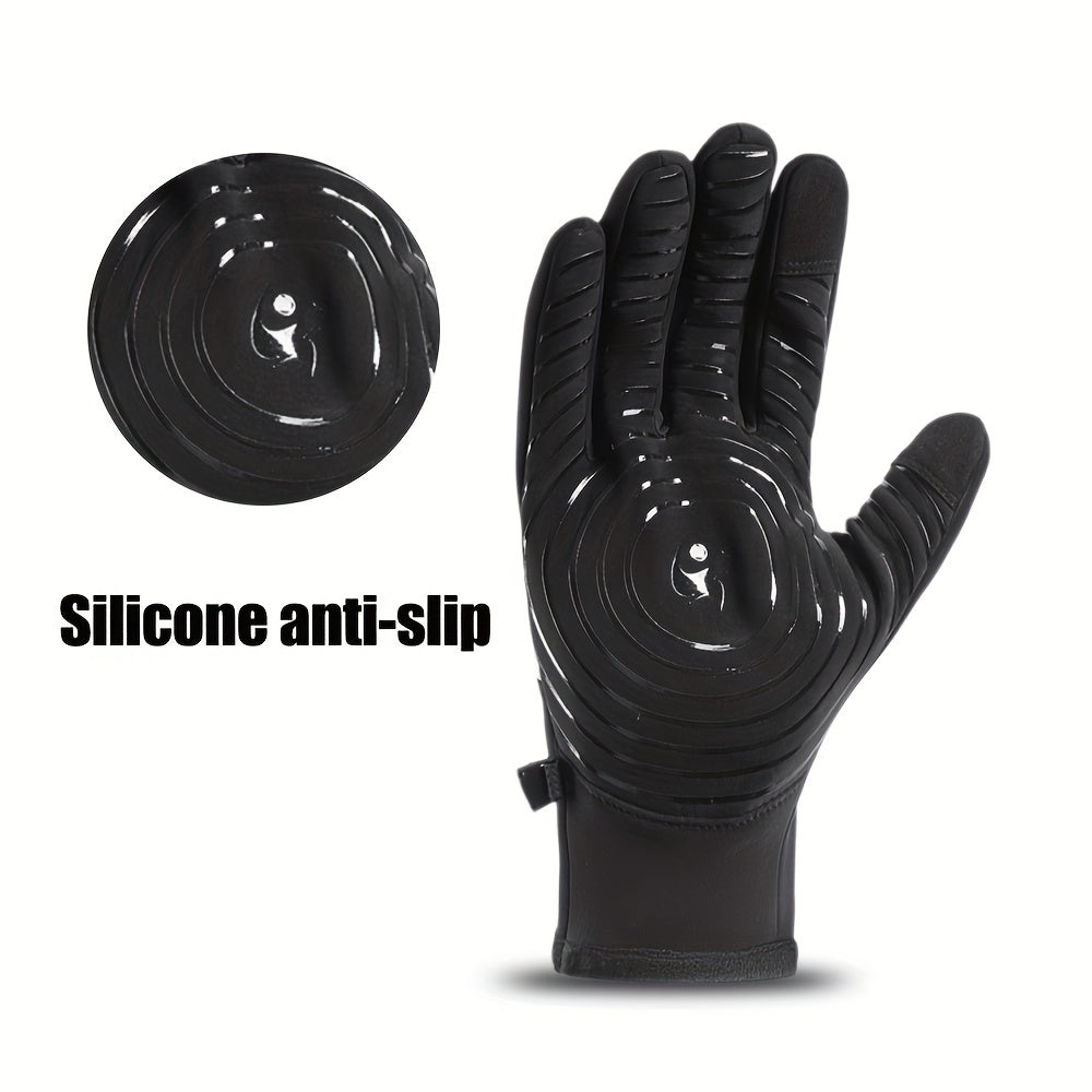 FUJI ™ Men's Fleece Lined Warm Thermal Non-Slip Water-Resistant Touch Screen Gloves for, working outdoor, Running, Cycling, Skiing, Winter gloves