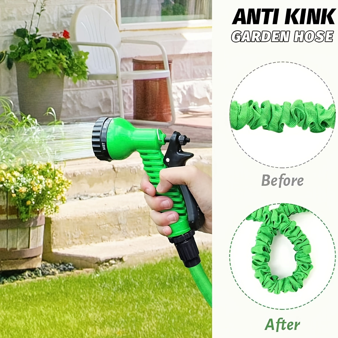 HOZZLE ™100ft Expandable Garden Hose with Multi-Function Spray