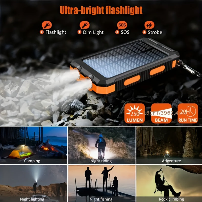PORTABLE™ 10000 MAh Solar Mobile Power With Flashlight/ USB