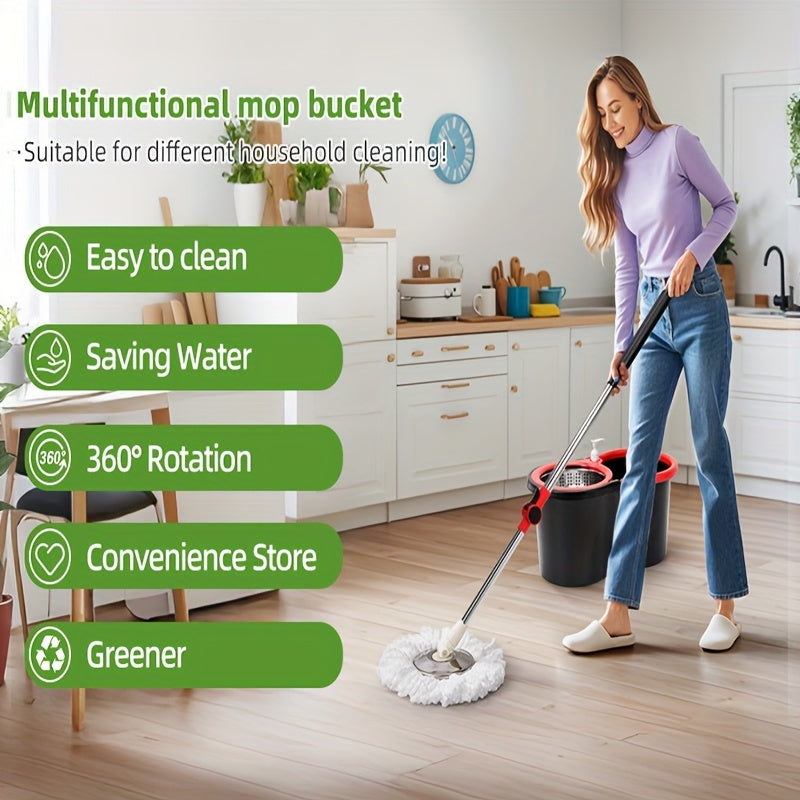 MOPS ™ and Bucket Set, 360°Bathroom Mop Bucket, School Bathroom,
