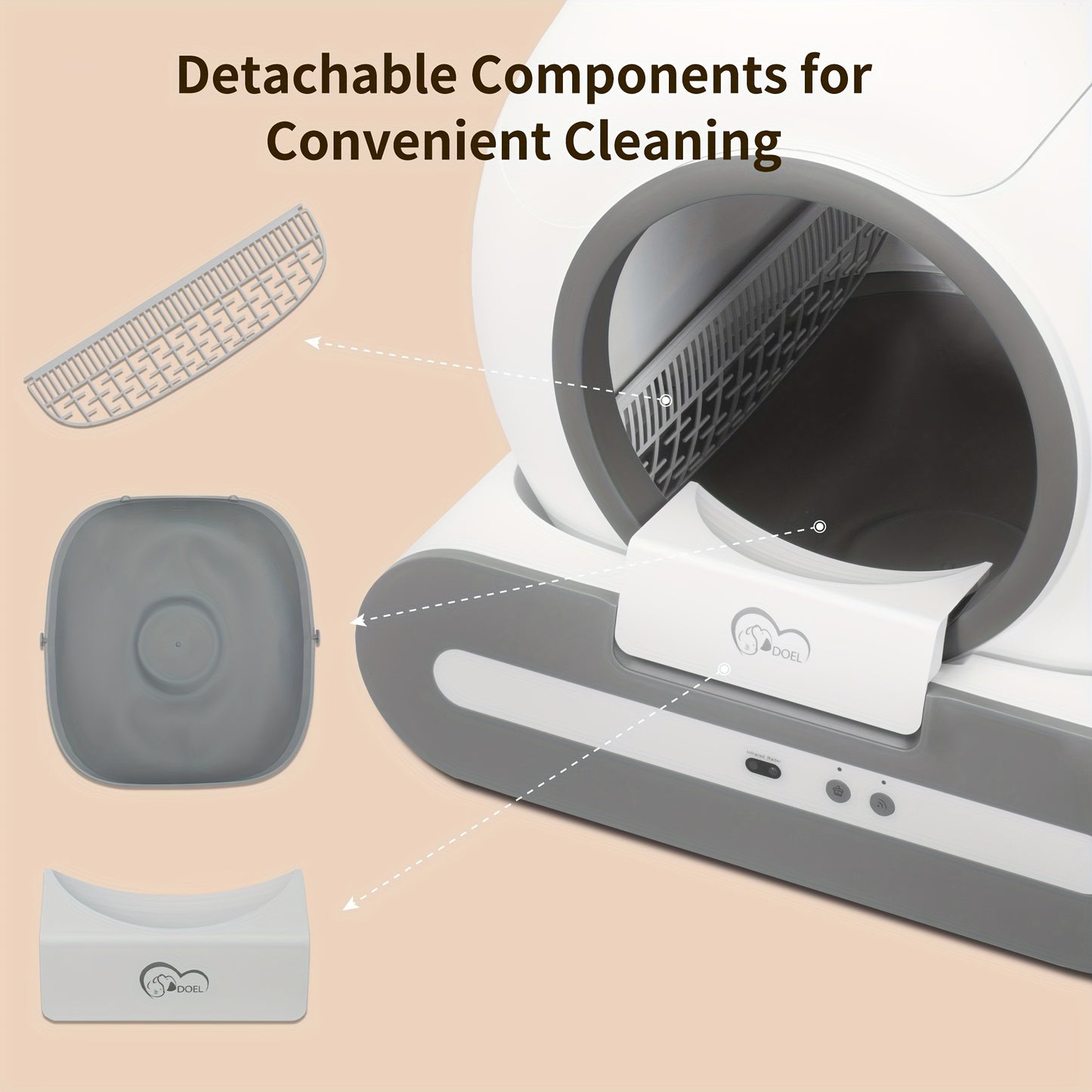 UPGRADED™️AUTOMATIC DOEL Self-Cleaning Cat Litter Box with App Control, Wi-Fi Enabled, 17.17gal Capacity