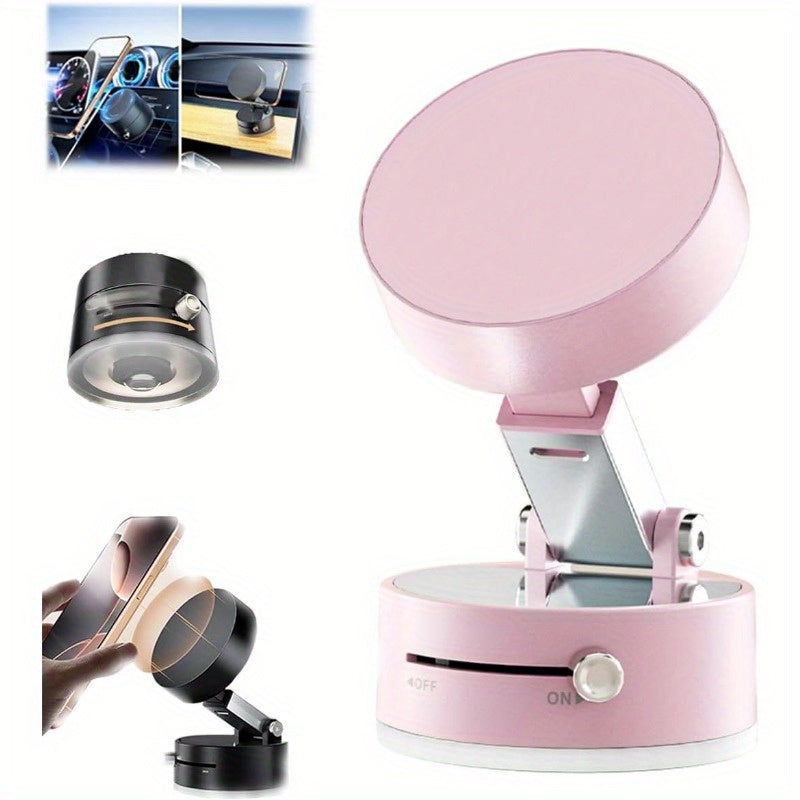 MAGNETIC™️Phone Holder Versatile Foldable Magnetic Vacuum Suction Cup Holder - Hands-Free, Adjustable Metal Mount for Cars, Kitchens, Bathrooms & More - Strong Hold without Battery or Electricity Needed