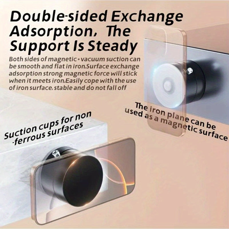 MAGNETIC™️Phone Holder Versatile Foldable Magnetic Vacuum Suction Cup Holder - Hands-Free, Adjustable Metal Mount for Cars, Kitchens, Bathrooms & More - Strong Hold without Battery or Electricity Needed